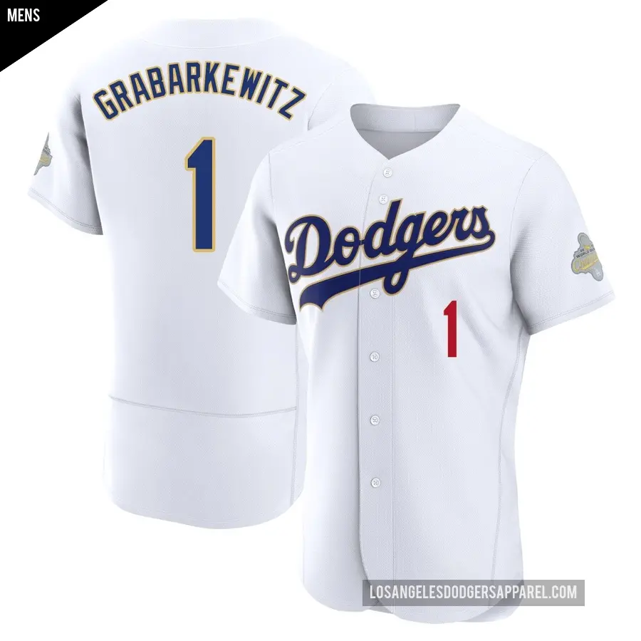 Men's Los Angeles Dodgers ＃1 Billy Grabarkewitz Authentic Gold White 2026 Collection Jersey