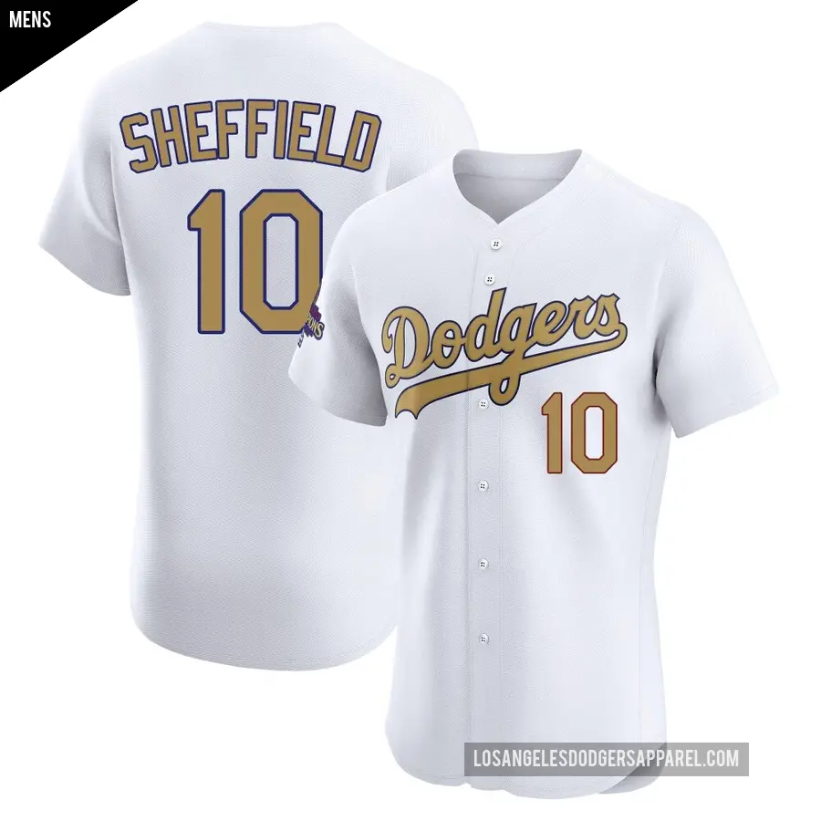 Men's Los Angeles Dodgers ＃10 Gary Sheffield Elite Gold White 2025 Collection Jersey