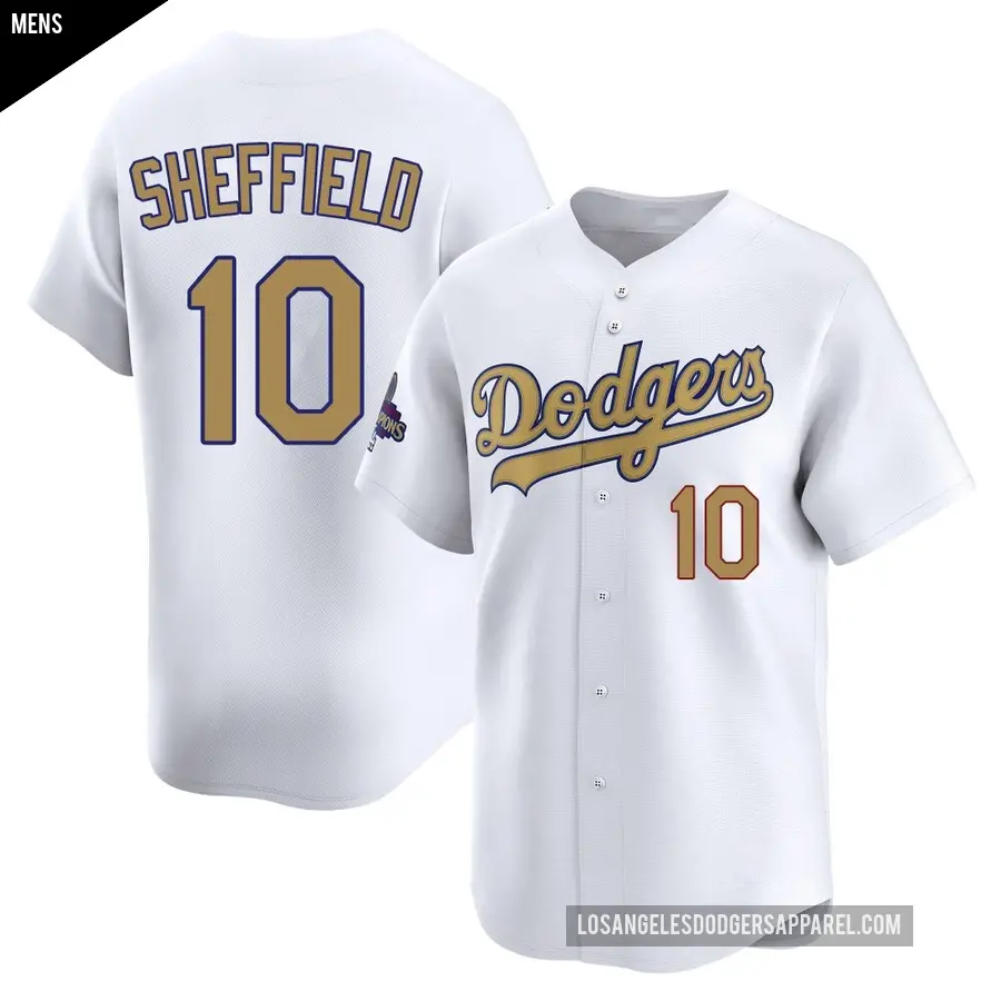 Men's Los Angeles Dodgers ＃10 Gary Sheffield Limited Gold White 2025 Collection Jersey