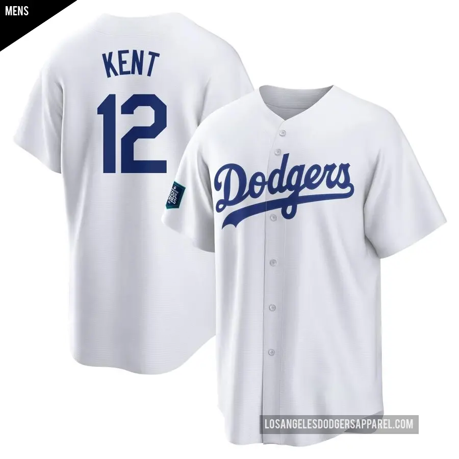Men&#039;s Los Angeles Dodgers &#65283;12 Jeff Kent Replica White 2024 World Tour Seoul Series Home Jersey