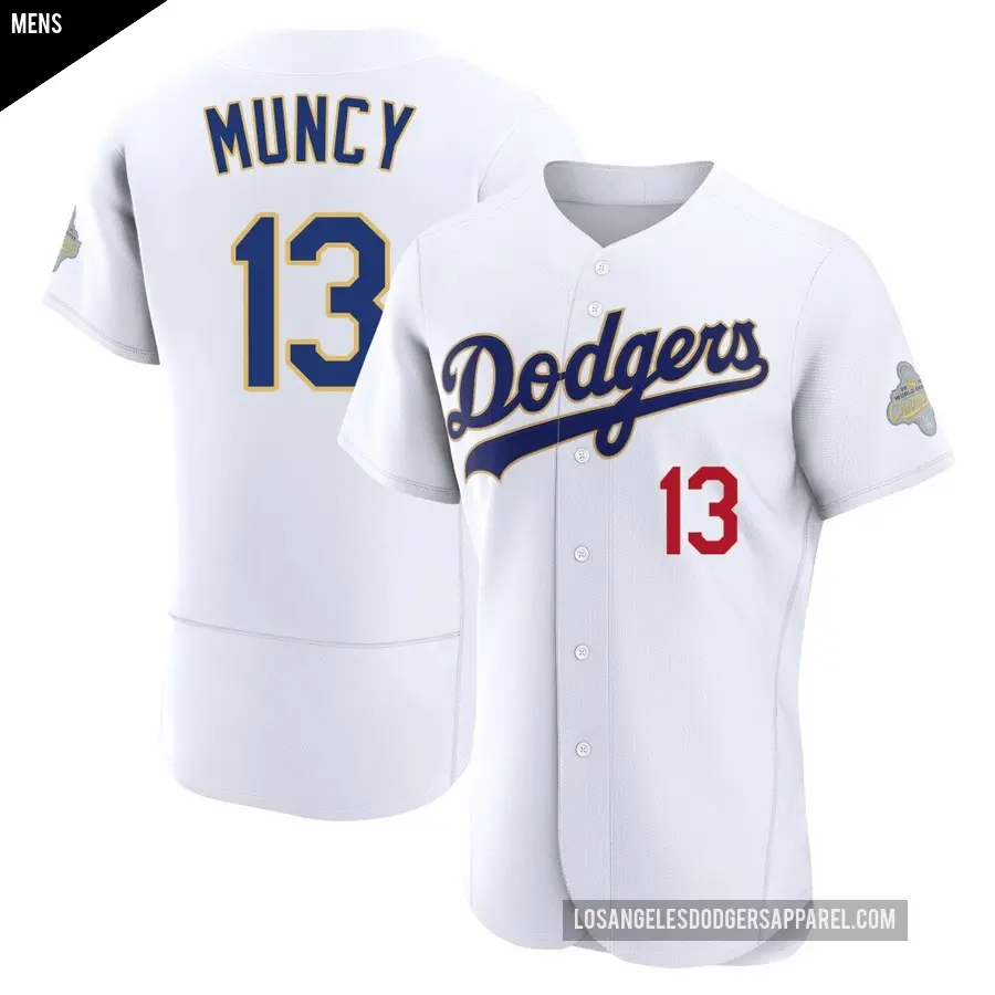 Men's Los Angeles Dodgers ＃13 Max Muncy Authentic Gold White 2026 Collection Jersey