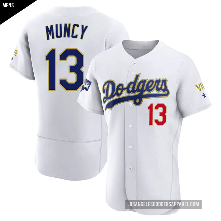 Men's Los Angeles Dodgers ＃13 Max Muncy Authentic White/Gold 2021 Gold Program Player Jersey