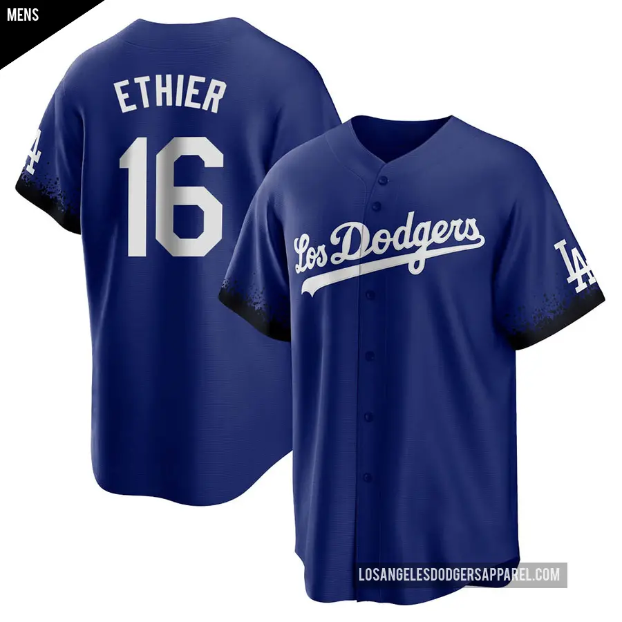 Men&#039;s Los Angeles Dodgers &#65283;16 Andre Ethier Replica Royal 2021 City Connect Jersey