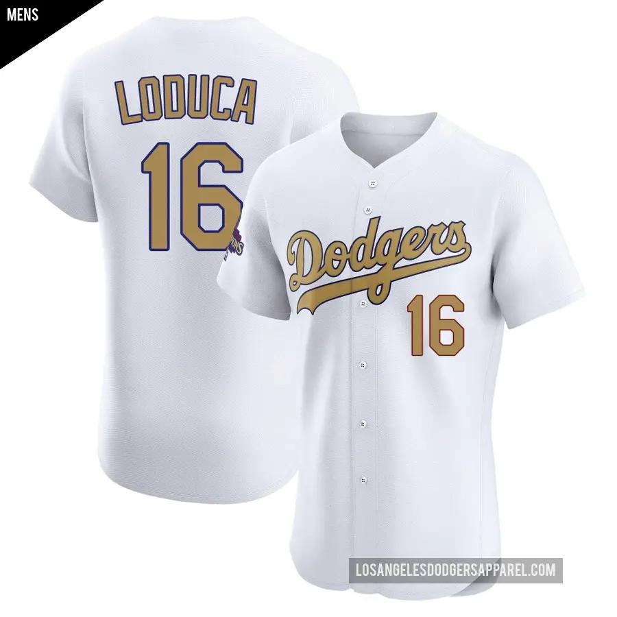 Men's Los Angeles Dodgers ＃16 Paul Loduca Elite Gold White 2025 Collection Jersey