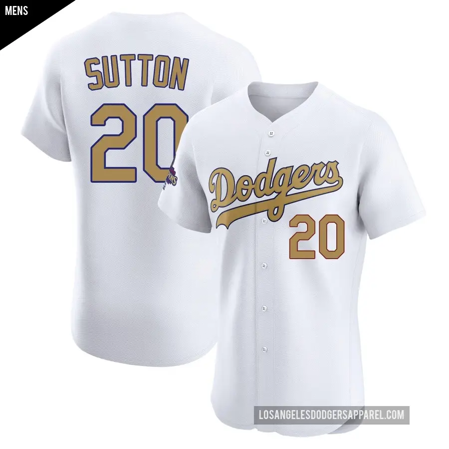 Men's Los Angeles Dodgers ＃20 Don Sutton Elite Gold White 2025 Collection Jersey
