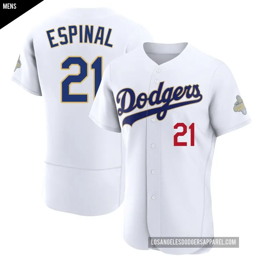 Men's Los Angeles Dodgers ＃21 Santiago Espinal Authentic Gold White 2026 Collection Jersey