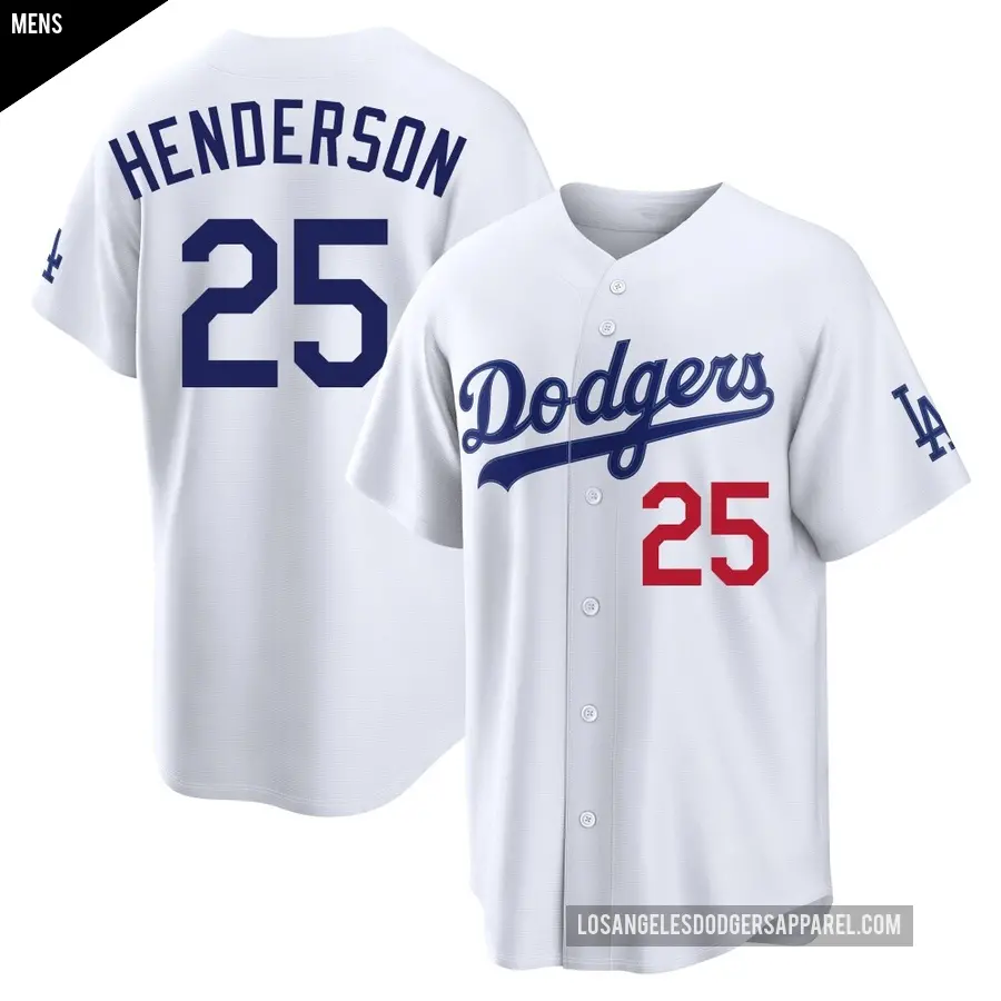 Men's Los Angeles Dodgers ＃25 Rickey Henderson Limited White Home Stadium Jersey