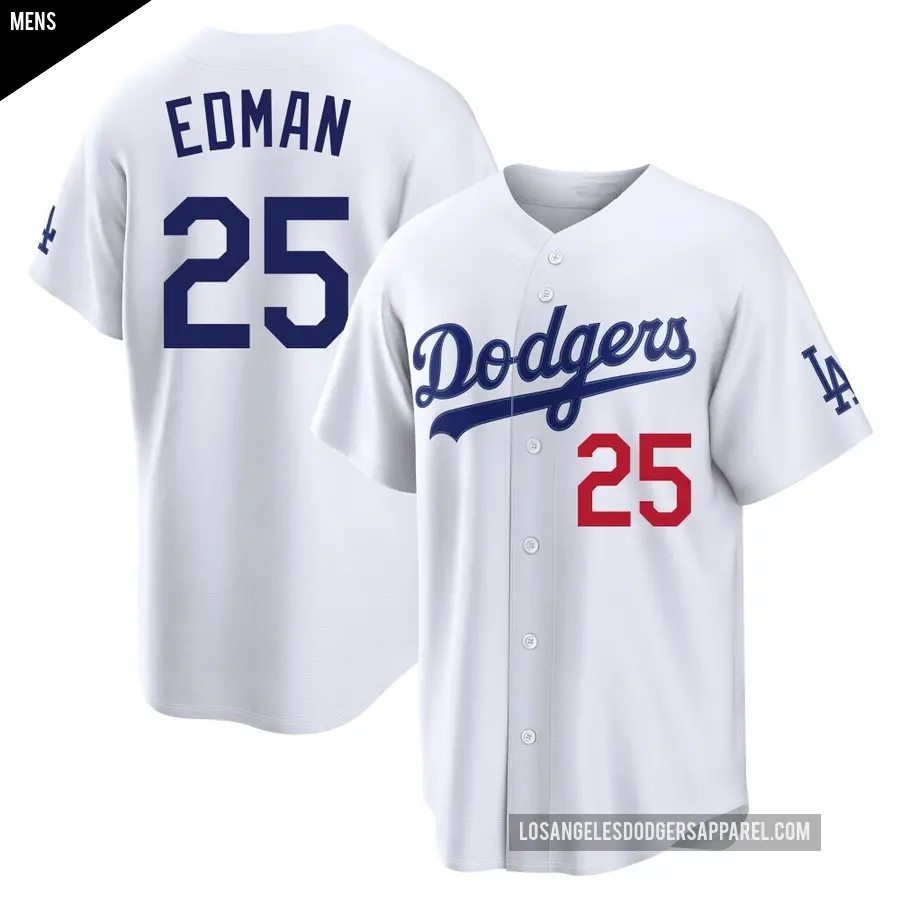 Men's Los Angeles Dodgers ＃25 Tommy Edman Limited White Home Stadium Jersey