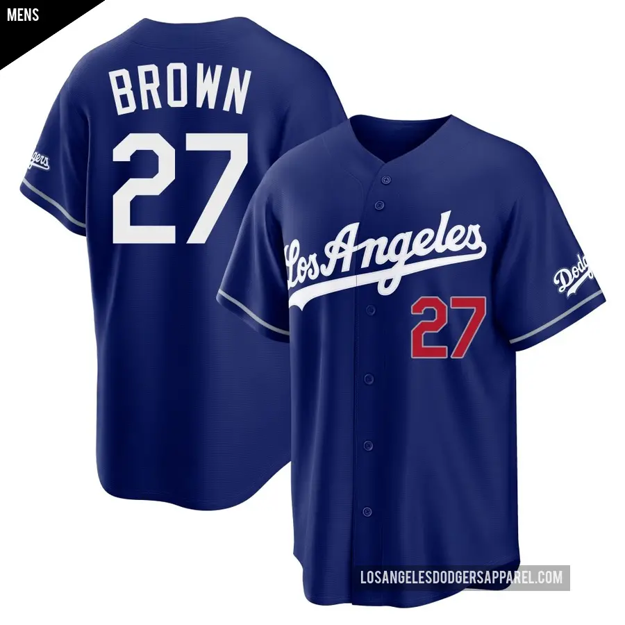 Men's Los Angeles Dodgers ＃27 Kevin Brown Limited Brown Royal Alternate Stadium Jersey