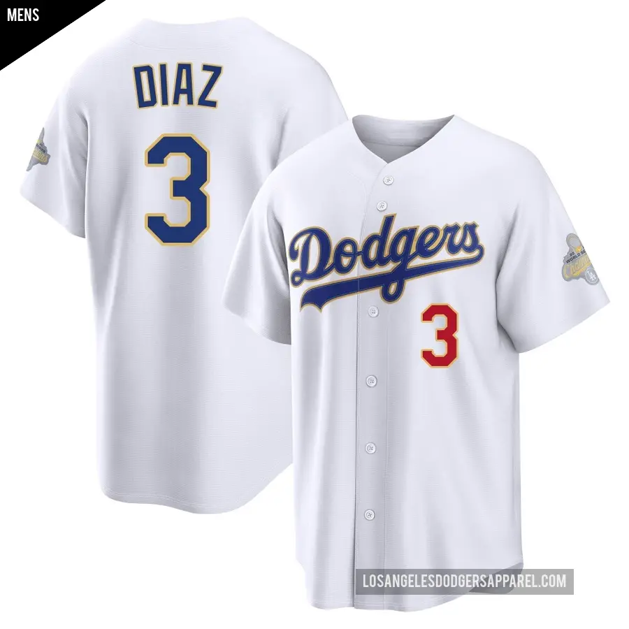 Men's Los Angeles Dodgers ＃3 Edwin Diaz Limited Gold White 2026 Collection Stadium Jersey
