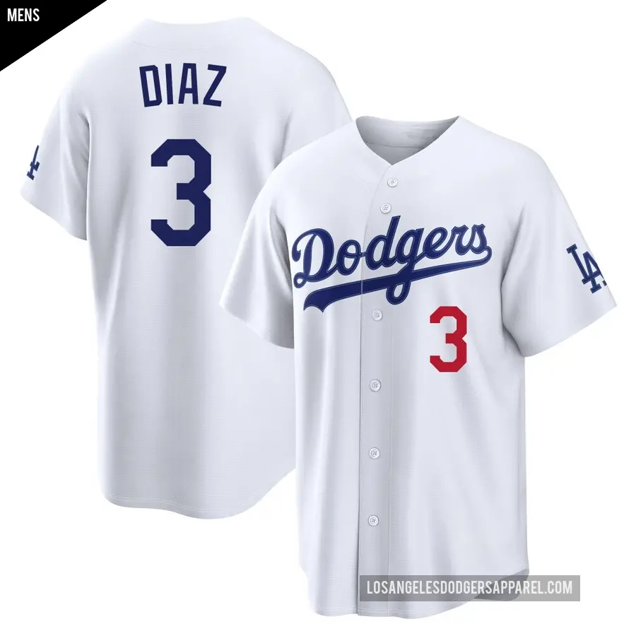 Men's Los Angeles Dodgers ＃3 Edwin Diaz Limited White Home Stadium Jersey