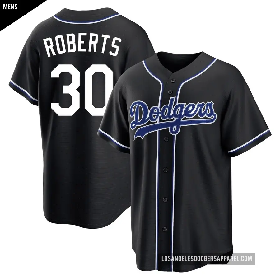 Men's Los Angeles Dodgers ＃30 Dave Roberts Replica Black Fashion Out Jersey