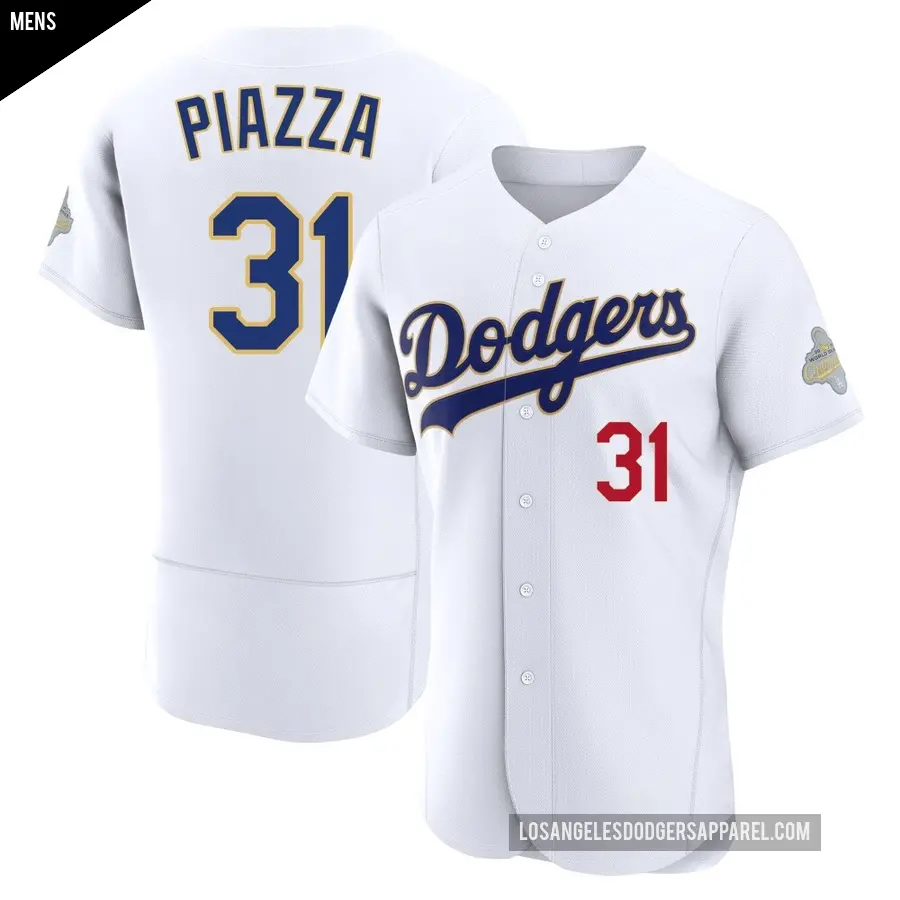 Men's Los Angeles Dodgers ＃31 Mike Piazza Authentic Gold White 2026 Collection Jersey