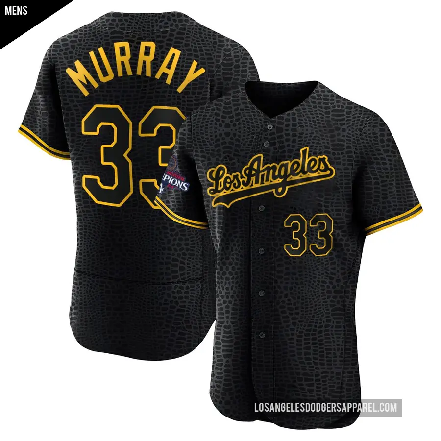 Men's Los Angeles Dodgers ＃33 Eddie Murray Authentic Black Snake Skin City 2024 World Series Champions Jersey