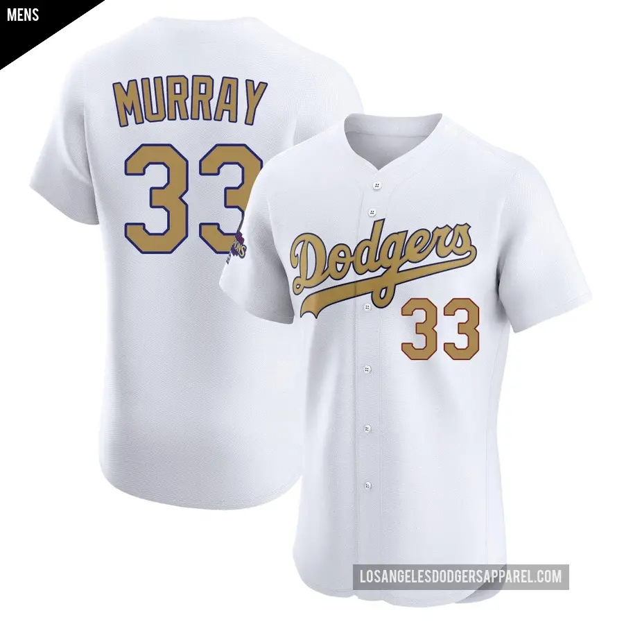 Men's Los Angeles Dodgers ＃33 Eddie Murray Elite Gold White 2025 Collection Jersey