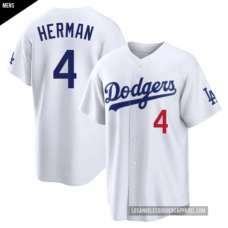 Men's Los Angeles Dodgers ＃4 Babe Herman Limited White Home Stadium Jersey