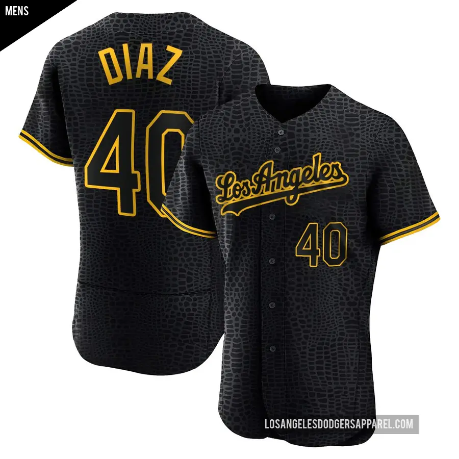 Men's Los Angeles Dodgers ＃40 Alexis Diaz Authentic Black Snake Skin City Jersey