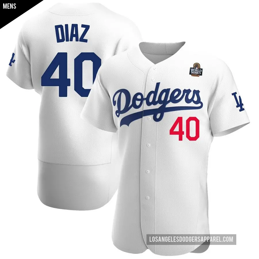 Men's Los Angeles Dodgers ＃40 Alexis Diaz Authentic White Home Official 2024 World Series Jersey