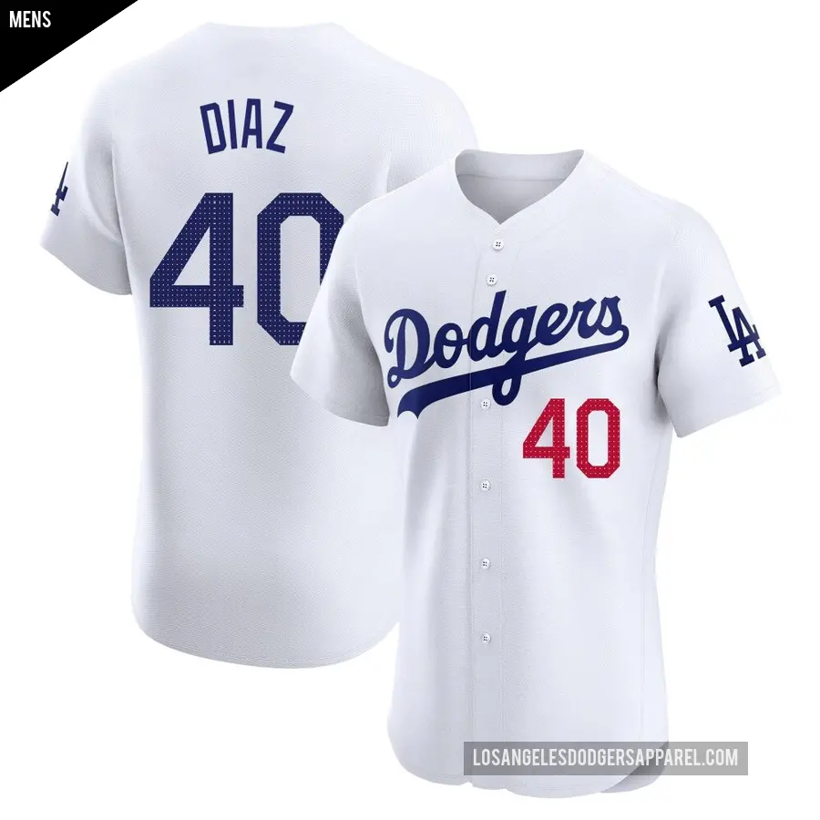 Men's Los Angeles Dodgers ＃40 Alexis Diaz Elite White Home Jersey
