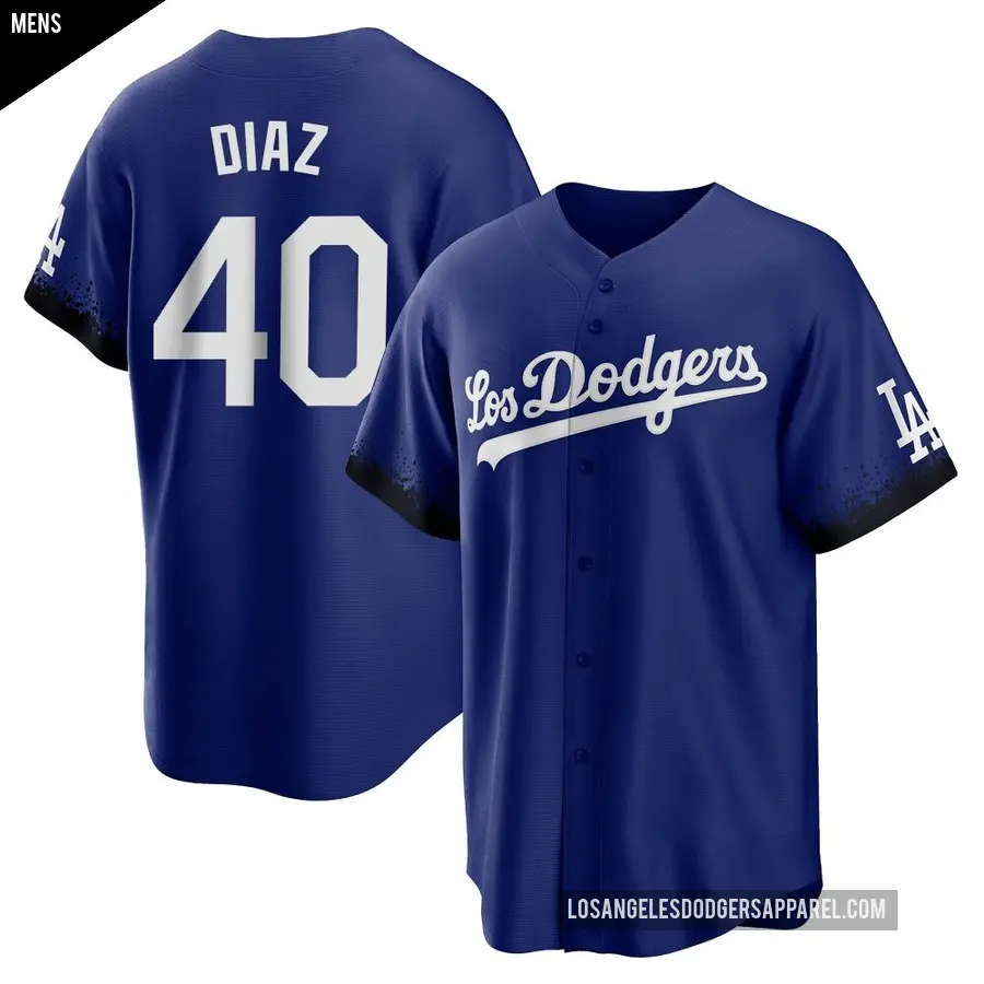 Men's Los Angeles Dodgers ＃40 Alexis Diaz Replica Royal 2021 City Connect Jersey