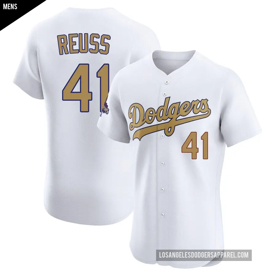Men's Los Angeles Dodgers ＃41 Jerry Reuss Elite Gold White 2025 Collection Jersey