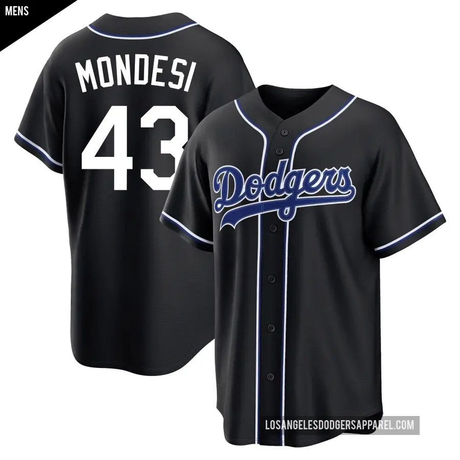 Men's Los Angeles Dodgers ＃43 Raul Mondesi Replica Black Fashion Out Jersey