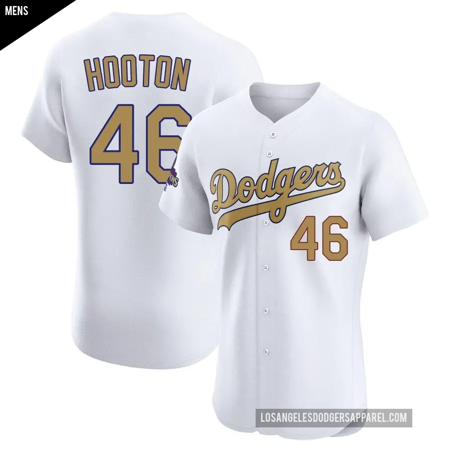 Men's Los Angeles Dodgers ＃46 Burt Hooton Elite Gold White 2025 Collection Jersey