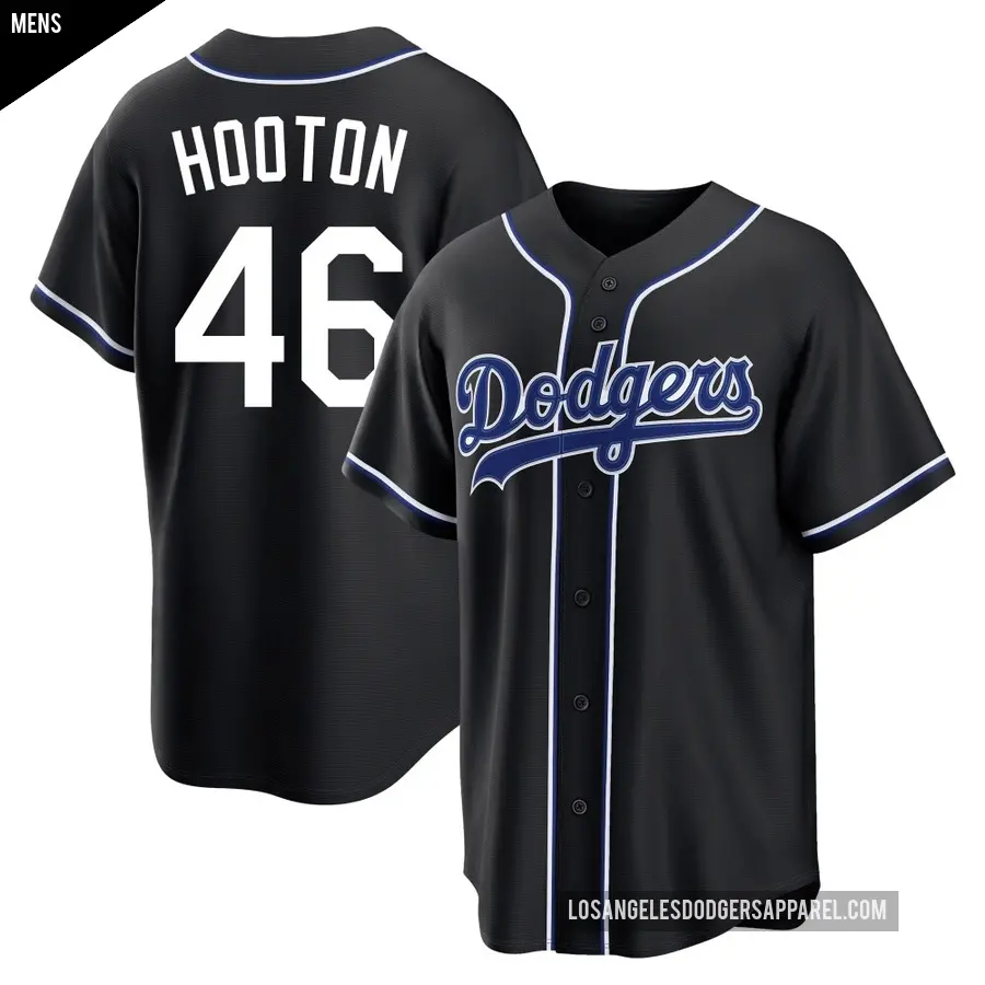 Men's Los Angeles Dodgers ＃46 Burt Hooton Replica Black Fashion Out Jersey