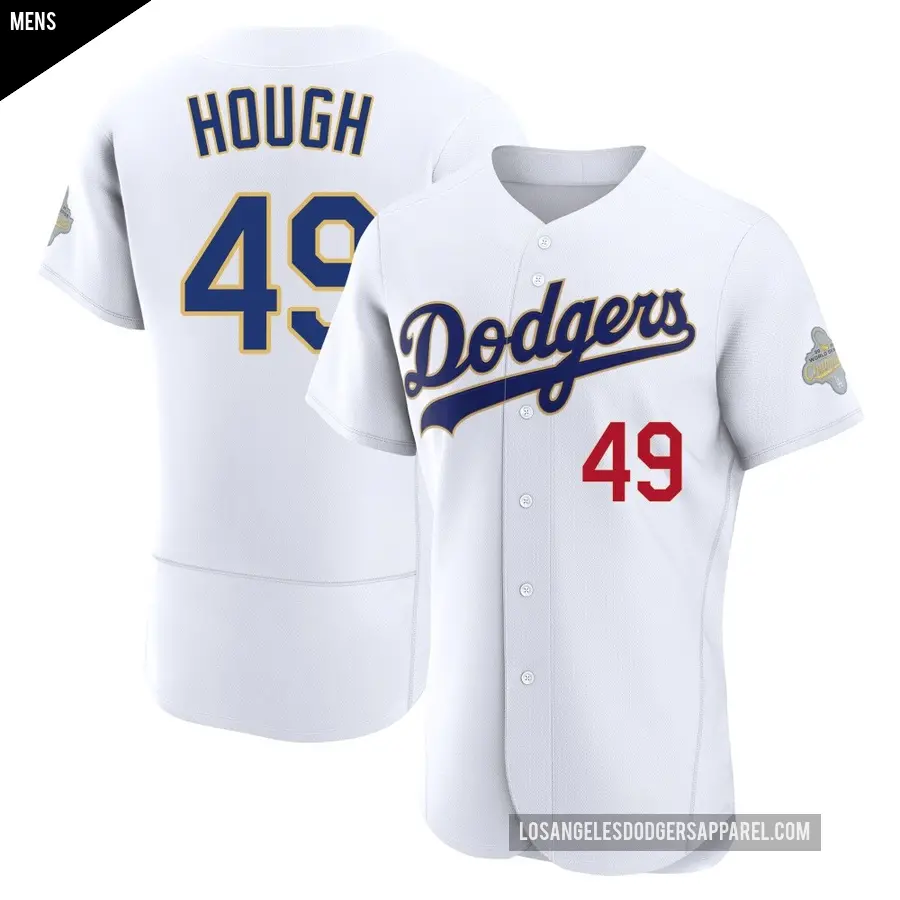 Men's Los Angeles Dodgers ＃49 Charlie Hough Authentic Gold White 2026 Collection Jersey