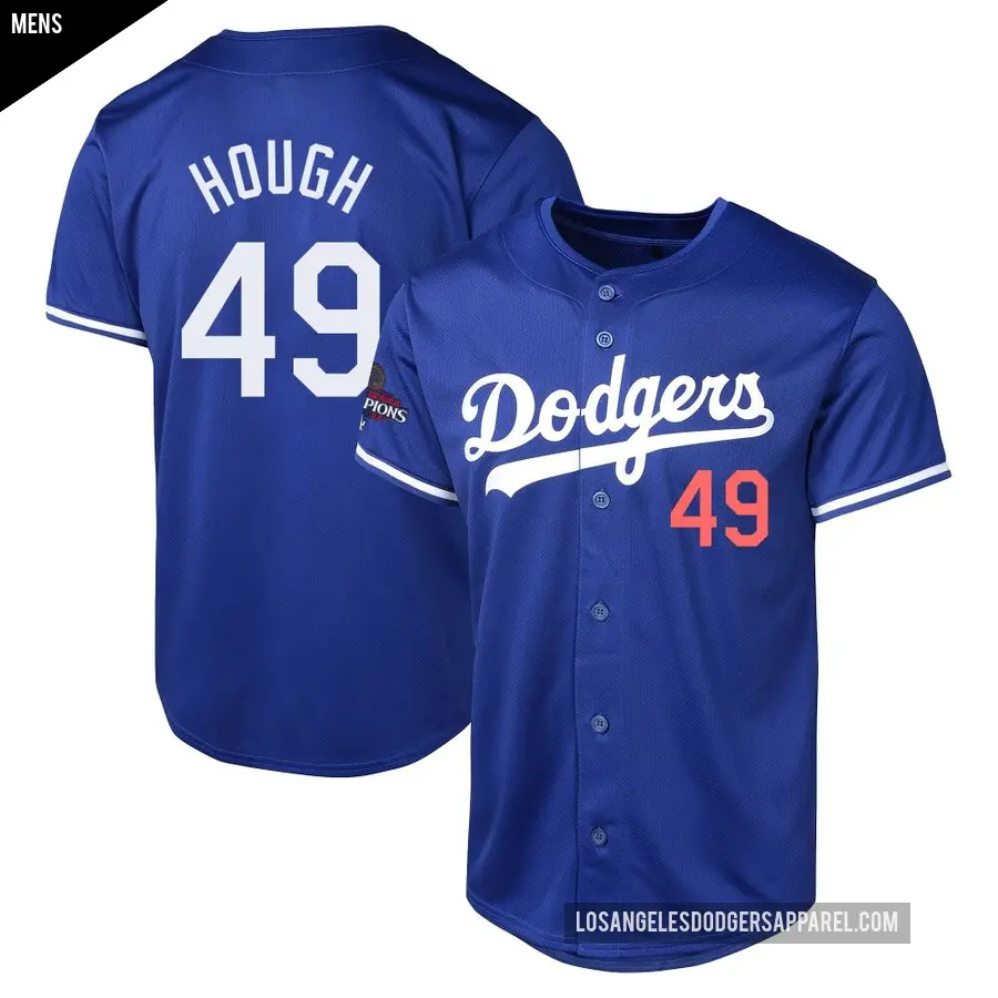 Men's Los Angeles Dodgers ＃49 Charlie Hough Limited Royal Alternate World Series Champions Jersey
