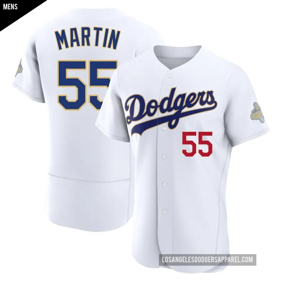 Men's Los Angeles Dodgers ＃55 Russell Martin Authentic Gold White 2026 Collection Jersey