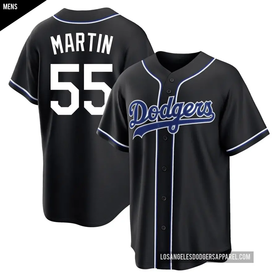 Men's Los Angeles Dodgers ＃55 Russell Martin Replica Black Fashion Out Jersey
