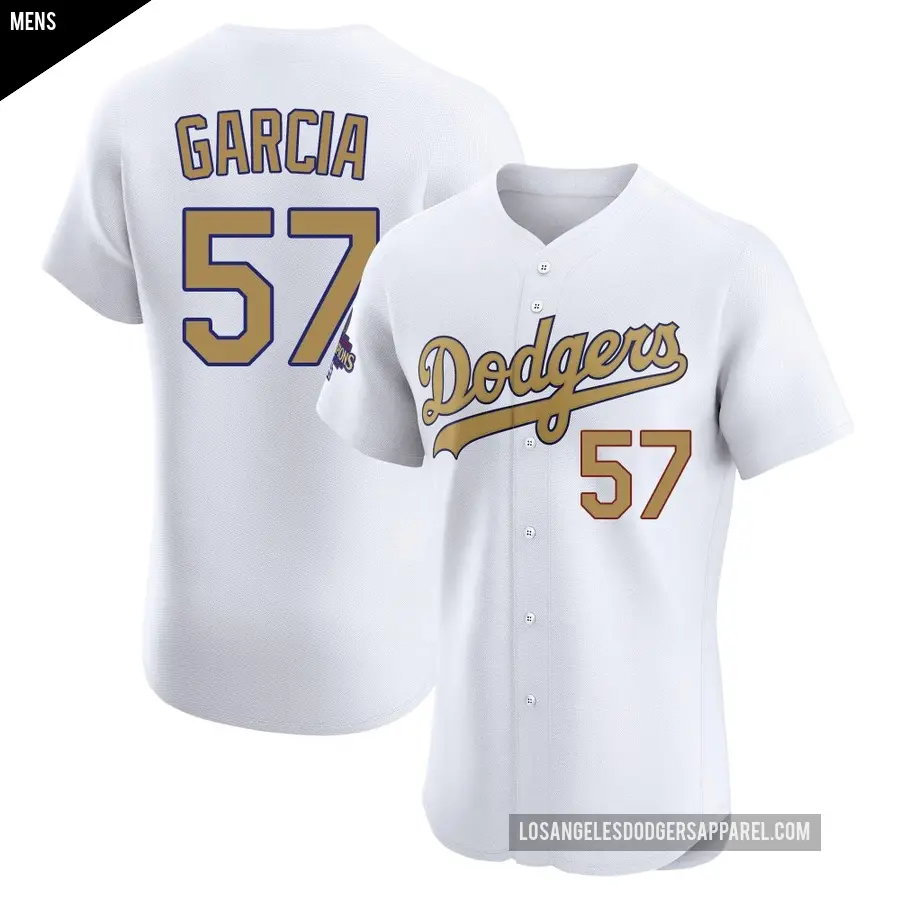 Men's Los Angeles Dodgers ＃57 Luis Garcia Elite Gold White 2025 Collection Jersey