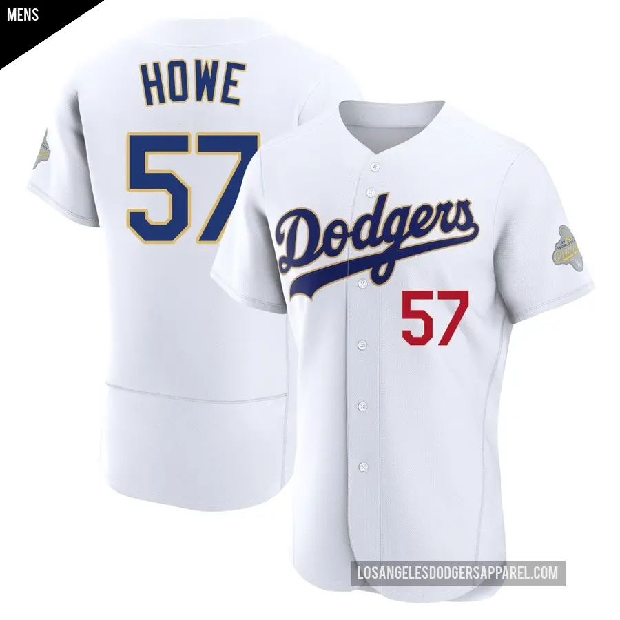 Men's Los Angeles Dodgers ＃57 Steve Howe Authentic Gold White 2026 Collection Jersey