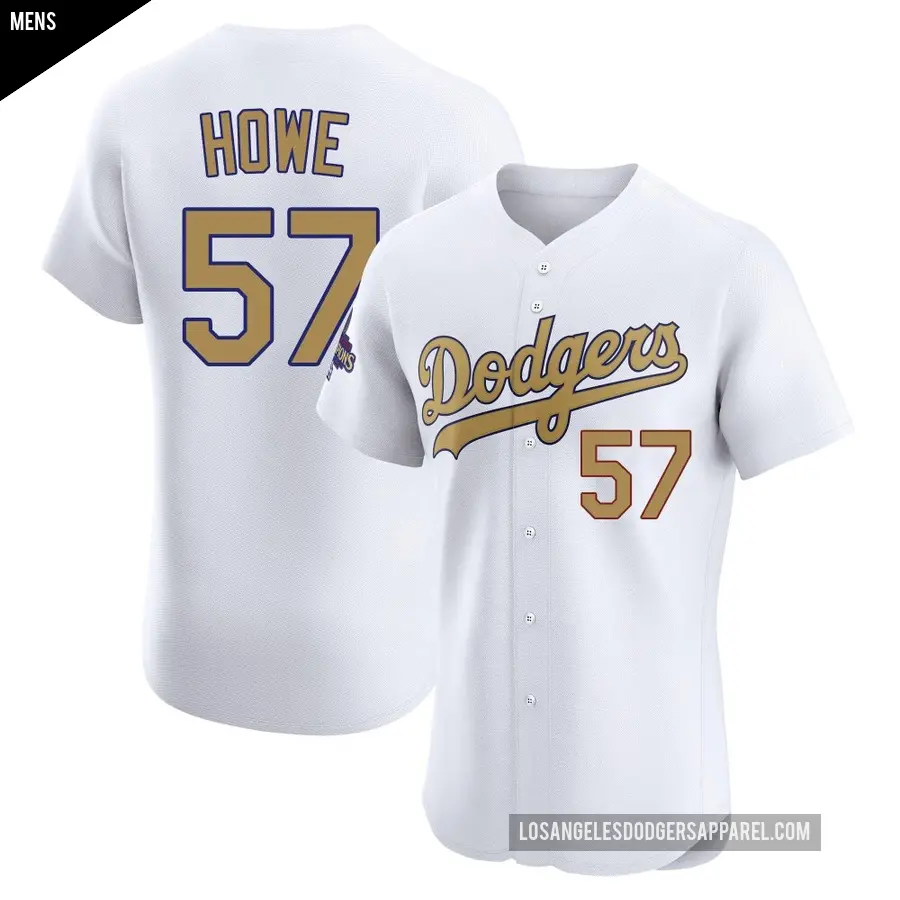 Men's Los Angeles Dodgers ＃57 Steve Howe Elite Gold White 2025 Collection Jersey
