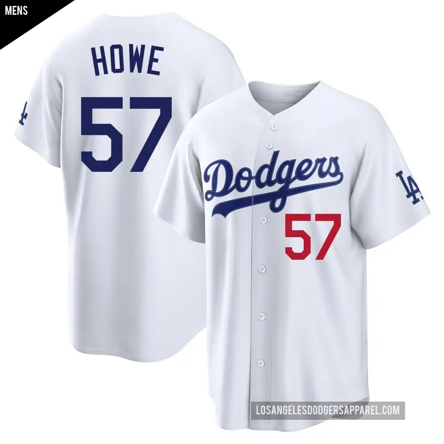 Men's Los Angeles Dodgers ＃57 Steve Howe Limited White Home Stadium Jersey