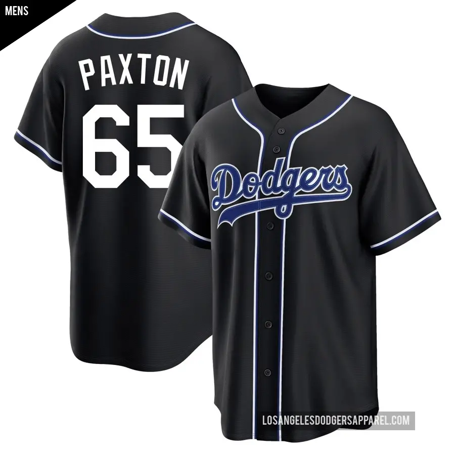 Men's Los Angeles Dodgers ＃65 James Paxton Replica Black Fashion Out Jersey