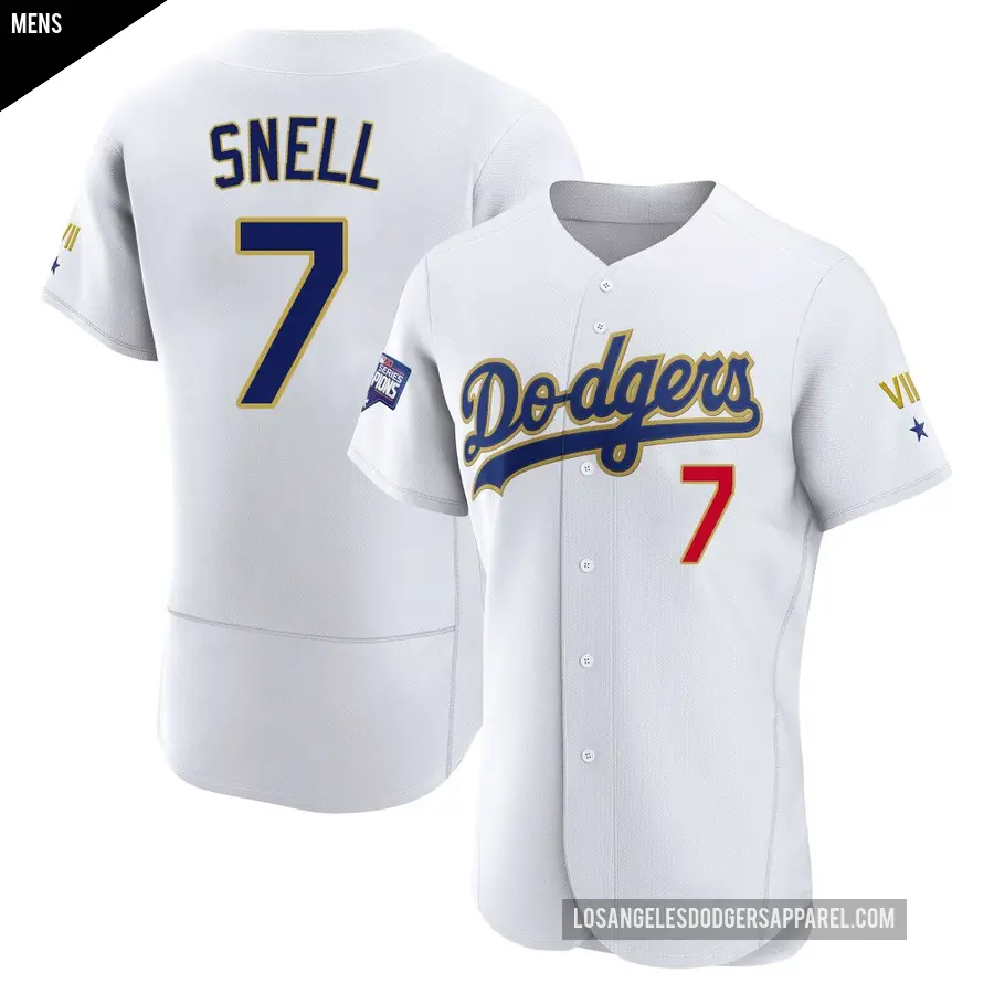 Men's Los Angeles Dodgers ＃7 Blake Snell Authentic White/Gold 2021 Gold Program Player Jersey