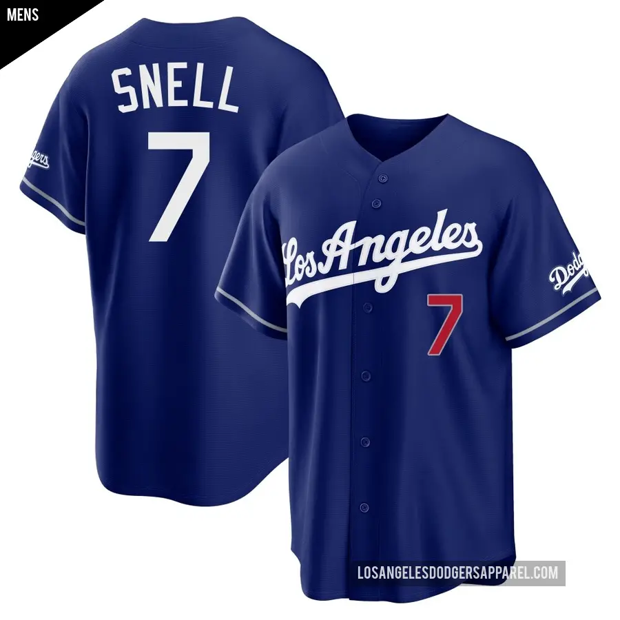 Men's Los Angeles Dodgers ＃7 Blake Snell Limited Royal Alternate Stadium Jersey