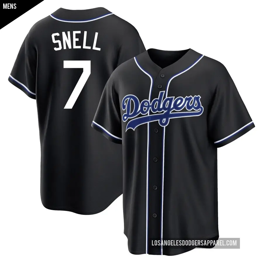 Men's Los Angeles Dodgers ＃7 Blake Snell Replica Black Fashion Out Jersey