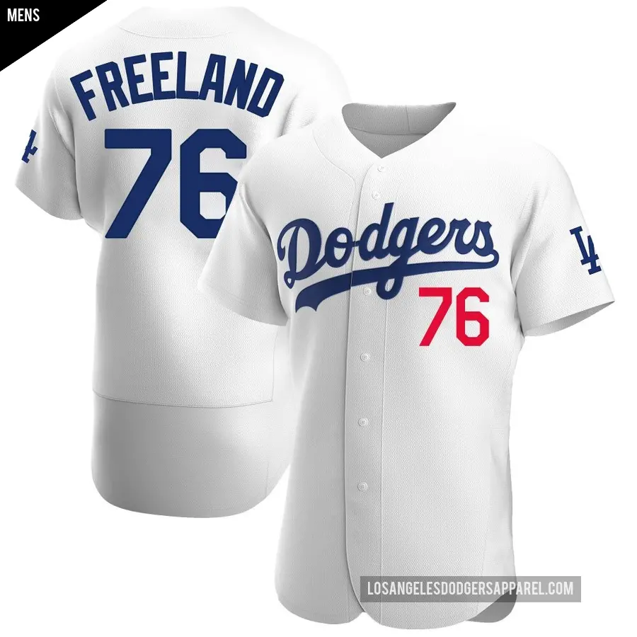 Men's Los Angeles Dodgers ＃76 Alex Freeland Authentic White Home Jersey