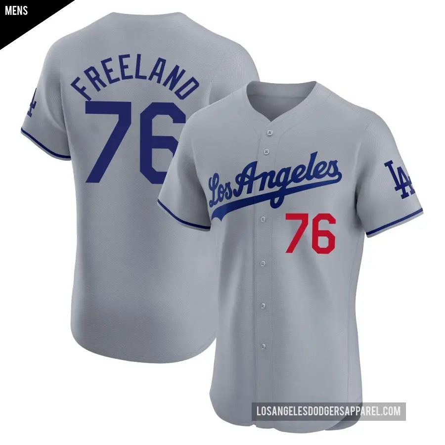 Men's Los Angeles Dodgers ＃76 Alex Freeland Elite Gray Road Jersey