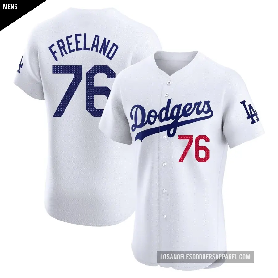 Men's Los Angeles Dodgers ＃76 Alex Freeland Elite White Home Jersey