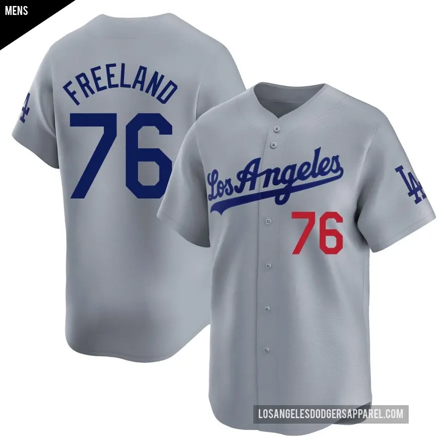 Men's Los Angeles Dodgers ＃76 Alex Freeland Limited Gray Away Jersey