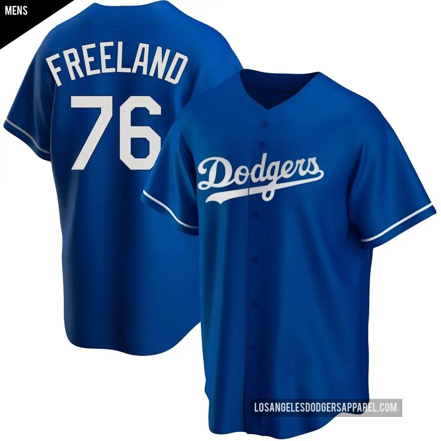 Men's Los Angeles Dodgers ＃76 Alex Freeland Replica Royal Alternate Jersey