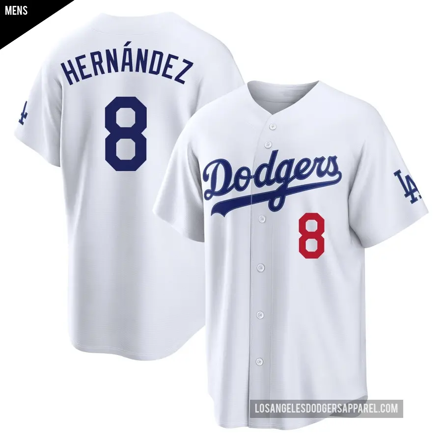 Men's Los Angeles Dodgers ＃8 Enrique Hernandez Limited White Home Stadium Jersey