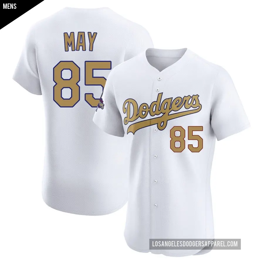 Men's Los Angeles Dodgers ＃85 Dustin May Elite Gold White 2025 Collection Jersey