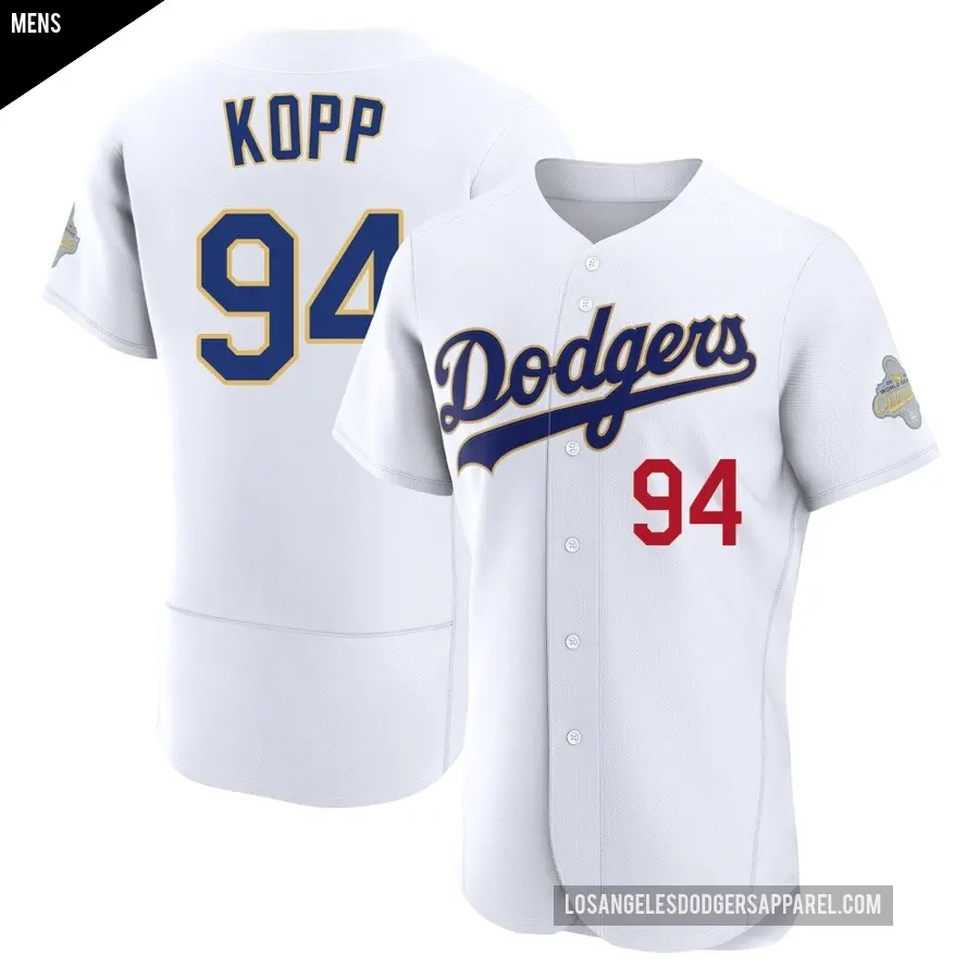Men's Los Angeles Dodgers ＃94 Ronan Kopp Authentic Gold White 2026 Collection Jersey