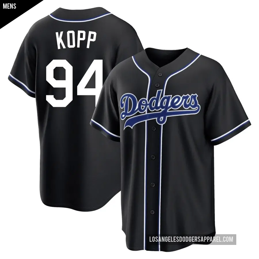 Men's Los Angeles Dodgers ＃94 Ronan Kopp Replica Black Fashion Out Jersey