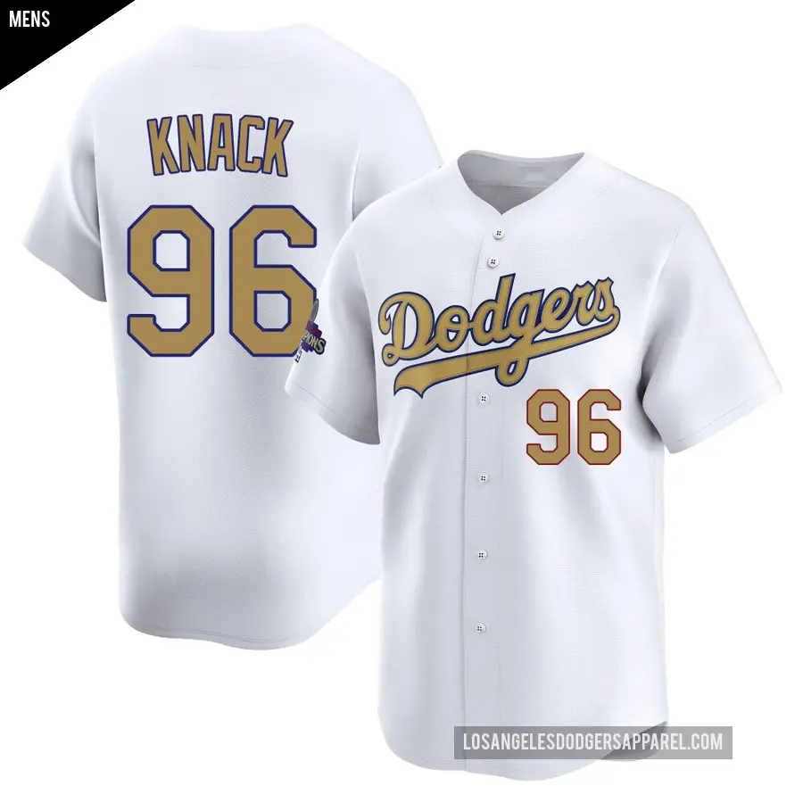 Men's Los Angeles Dodgers ＃96 Landon Knack Limited Gold White 2025 Collection Jersey